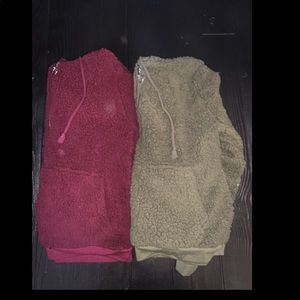 Red & Green Fuzzy Hoodies
